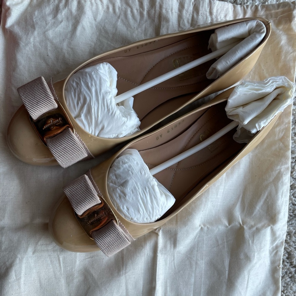 Ferragamo Varina Patent Calf Ballet Flats